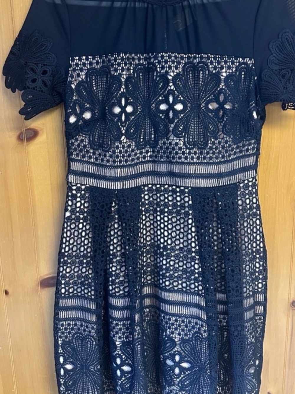 Perfect Summer Wedding Guest Navy Lace Overlay Women’s Dress